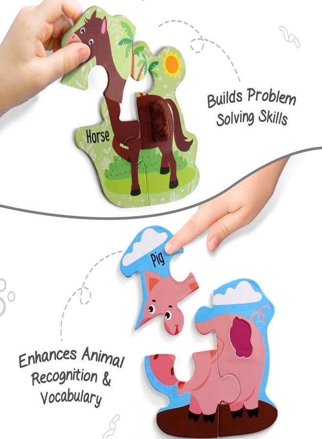 FIRSTCRY INTELLISKILLS Intelliskills Premium Touch N Feel Jigsaw Puzzle, Multi-Texture Pieces for Sensory Development,Kids Puzzle for 2-5 Years, Animal Jigsaw Puzzle, Fun Puzzle Game,Gifts for Kids,Pack of 4 (Farm Animals) - Image 5